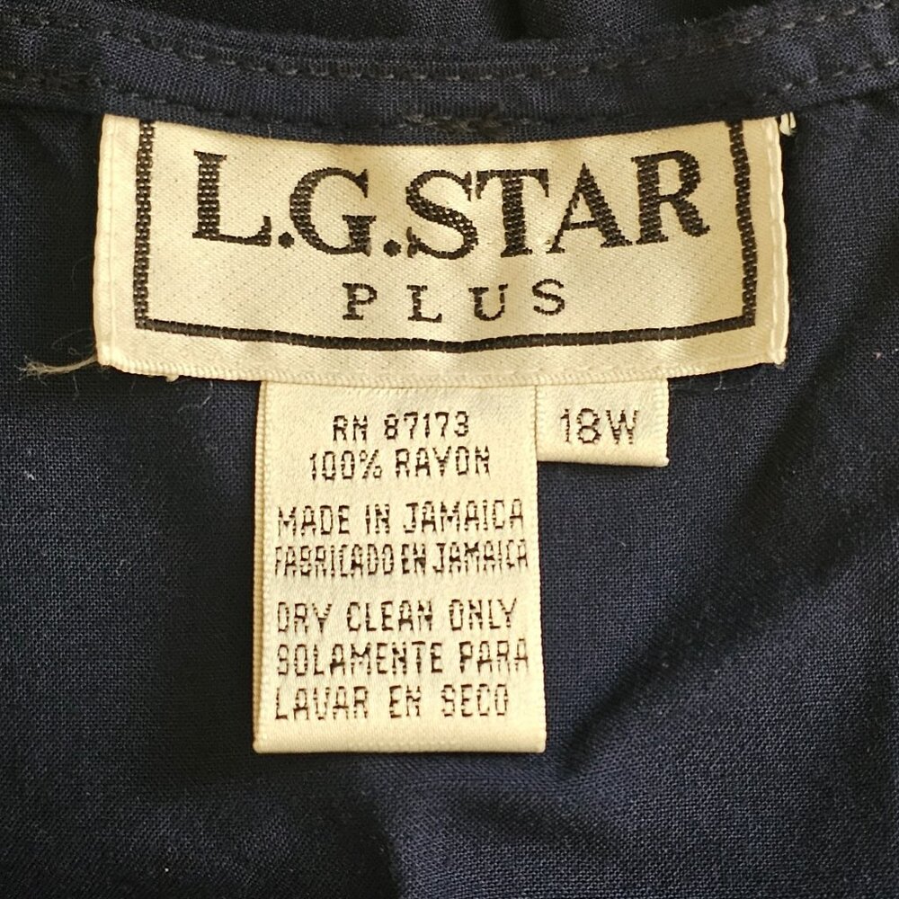 Vintage LG Star Dress Womens 18W Blue Velvet Vest Overlay Shoulder Pads 90s - Picture 3 of 12